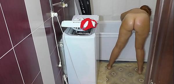  Mom was in the bathroom when the stepson was peeping. Anal and blowjob